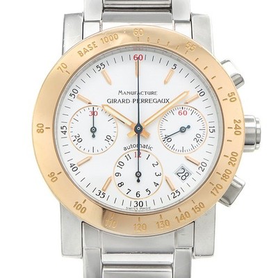GIRARD PERREGAUX GP7000 Chronograph 7030 Date White SS Steel Men Automatic