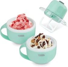 DASH My Mug Ice Cream Maker Aqua Soft Serve Machine w 2 Bowls Yogurt Gelato