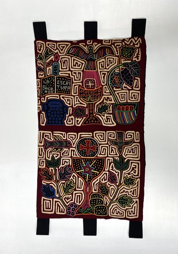 Panama Kuna Mola Folk Art Reverse Applique Embroidery Chalice Tapestry Textile