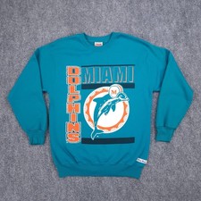 Vintage Miami Dolphins Sweatshirt Mens Medium Aqua Blue Team Rated Crewneck 90s