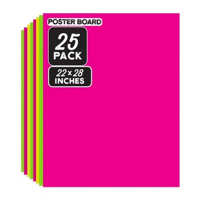 ArtSkills 22'' x 28'' Poster Board, School Project Supplies, Neon Assorted, Bul...