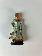 Vintage Lead Barclay Woman Passenger In Coat with dog