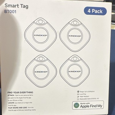 KINDEEP Smart Tag BTB001-4 4 Pack for Apple Find My, Water Resistant