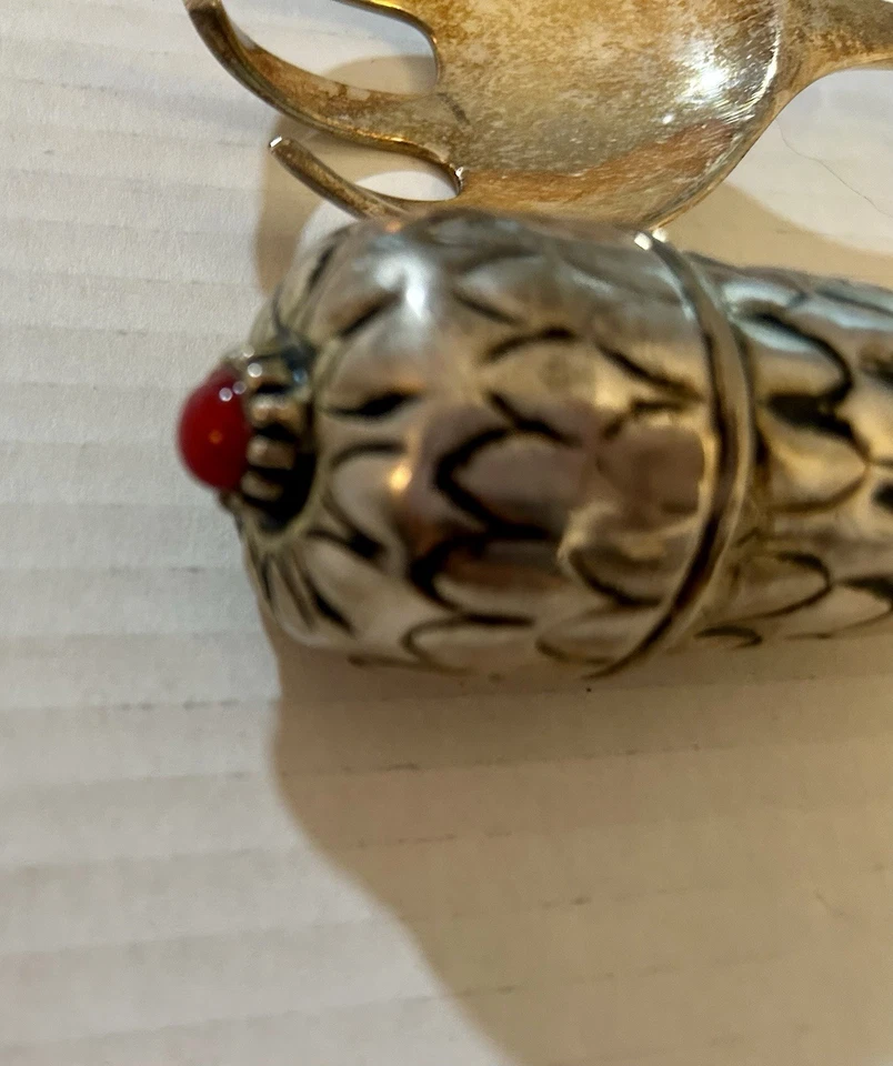 Two's Company Dining Serving Spoon & Fork Vintage Red Tip Weighted 12” Servers - Image 3 of 4