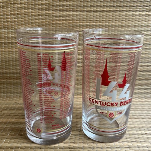 Pair Of 144th Kentucky Derby Mint Julep Glasses 2018 Justify Triple Crown Winner - Picture 7 of 11