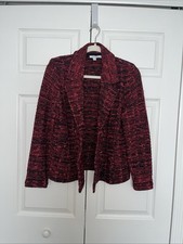 Chicos Tweed Double-Breasted Sweater Blazer. Red/Black Size 1 Medium