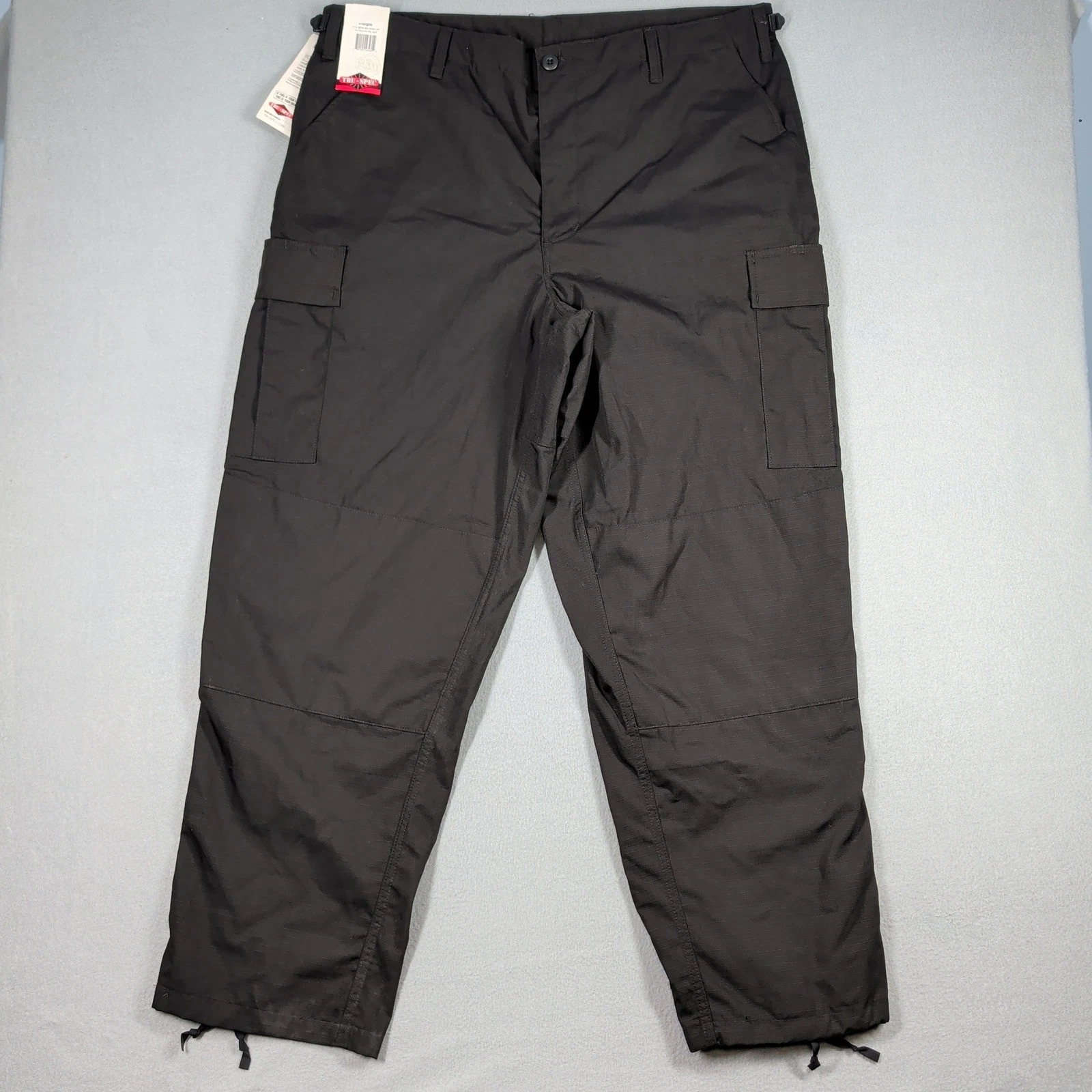 TRU-SPEC Pants Mens BDU Basic Zip Fly Black Ripstop Cargo XL Regular 1827006