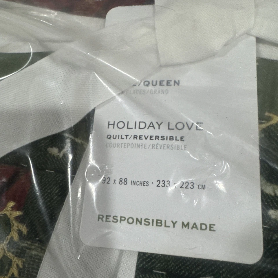 Pottery Barn HOLIDAY love FULL QUEEN edredón Navidad vacaciones patchwork! ¡NUEVO! Foto 3 de 4