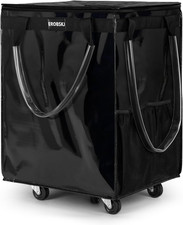  Large,Black Reusable Grocery Bag on Wheels, Foldable Rolling Tote, Carries up