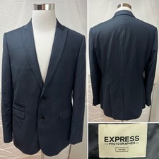 EXPRESS Photographer Men's 42R Fitted Navy Blue 2-Button Blazer Suit Jacket Coat