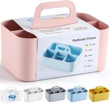 Multiuse Caddy Organizer with Handle, Portable Divided Plastic Tote Bin -