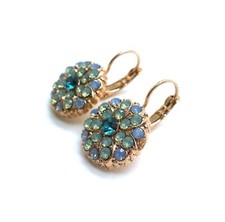 Mariana Earrings Opal  Blue Zircon Flower Shape Swarovski Crystals
