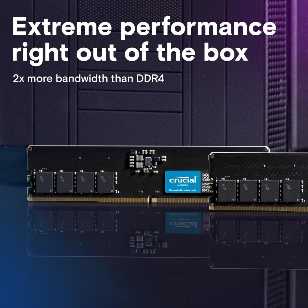 Crucial RAM 16GB DDR5 5600MHz (5200MHz or 4800MHz) Desktop Memory