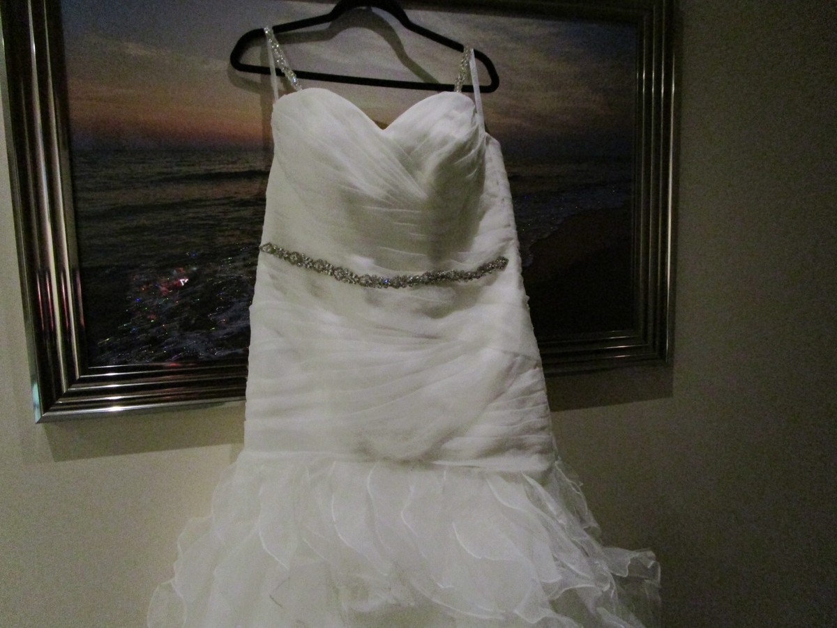 DAVID'S BRIDAL COLLECTION ORGANZA MERMAID WEDDING DRESS , LACE-UP BACK SIZE  16 | eBay