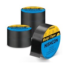 Butyl Tape 2" x 50' with 6 Rolls, Black, Waterproof and Anti-Corros... Fast Ship