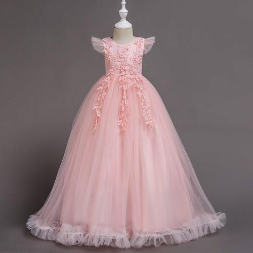 Elegant Flower Girls Wedding Bridesmaid Prom Gown Kids Princess Party Maxi Dress - Picture 44 of 133