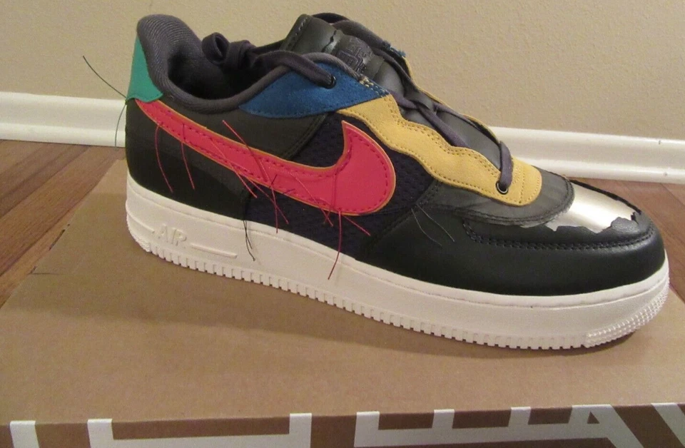 Nike Air Force 1 Low BHM Talla 11.5 Gris Humo Oscuro Pista Rojo CT5534 001 Nuevo en Caja Foto 4 de 4