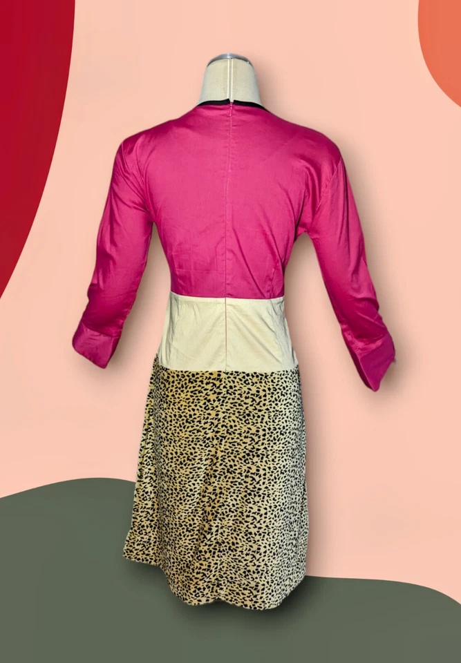 Vestido ALMATRICHI Madrid España ROSA INTENSO Estampado Guepardo Talla 36 UE Para Mujer 6 EE. UU. Foto 3 de 4