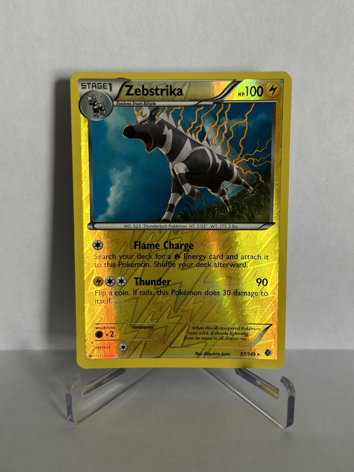 Pokemon - Zebstrika 57/149 - Reverse Holo B&W Boundaries Crossed - LP