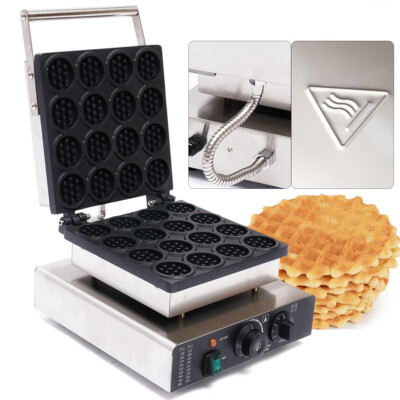 1750W Commercial Electric Waffle Maker Mini Round Waffle Machine Baker Non-Stick