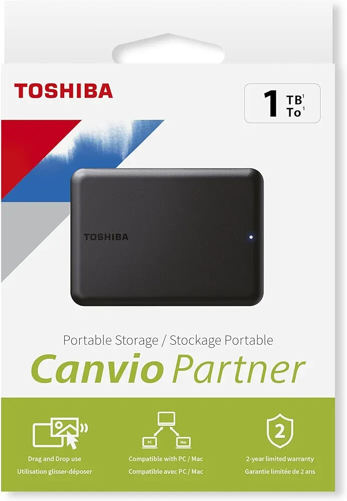 TOSHIBA Canvio Partner 1TB External HDD, Hard disk meccanico