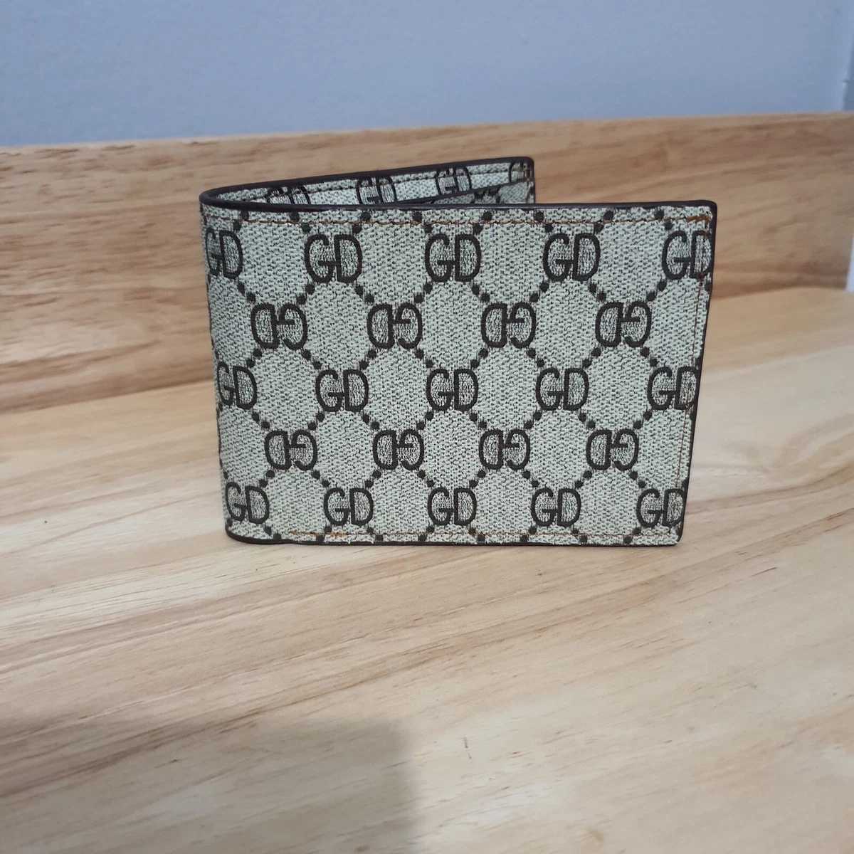 Mens Tan Beige Brown GD Faux Leather Bifold Wallet Zipper eBay