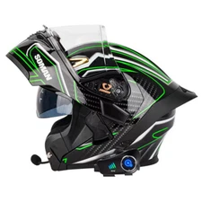 Bluetooth Helmet Motorcycle Flip Up Helmets Double Visor HD Camera Recorder WiFi