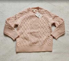 New girl's XS 4-5 Crewcuts x J Crew pink heart cable knit sweater