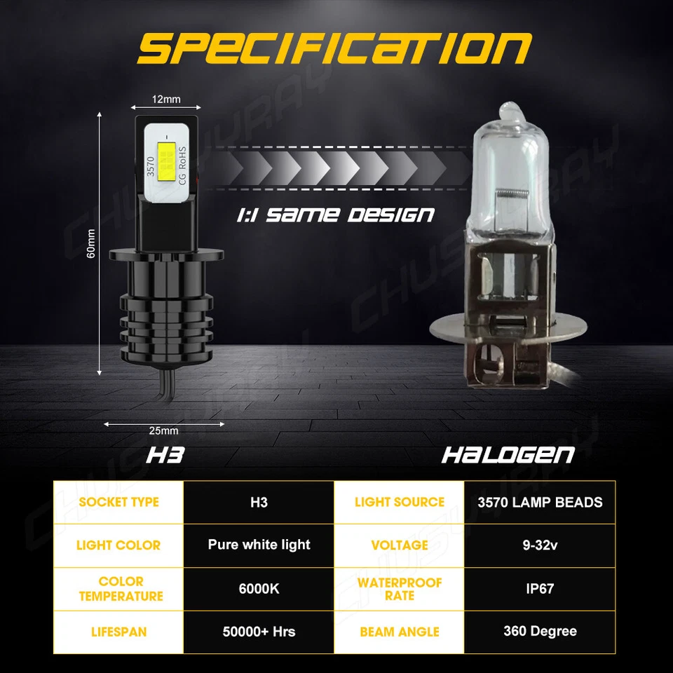 Kit de 2 bombillas antiniebla LED H3 6000K blancas para Infiniti I30 1996-2001 Foto 2 de 4