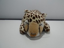 K M INTERNATIONAL SLEEPING LEOPARD BEANIE 7.5" PLUSH ML787