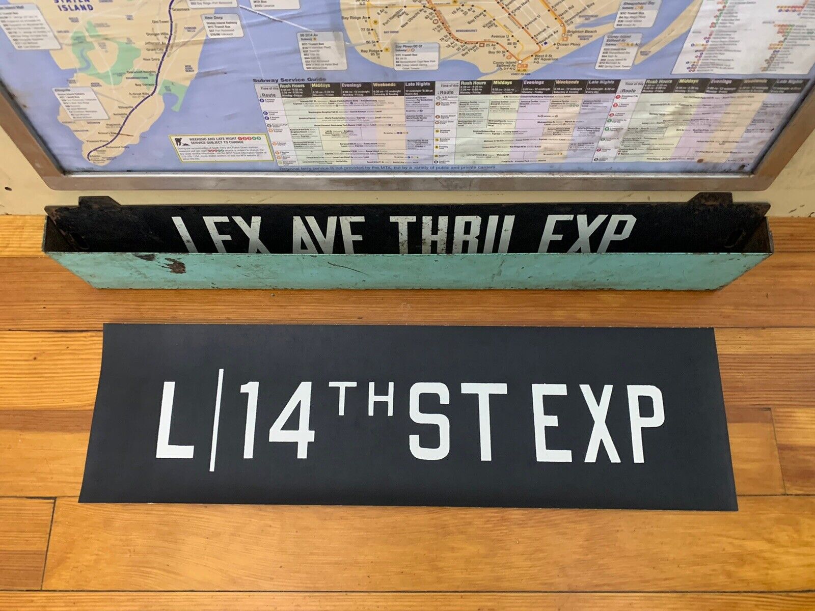 NY NYC SUBWAY ROLL SIGN L 14th ST EXPRESS CHELSEA GREENWICH VILLAGE UNION SQUARE