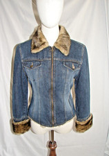 Giacca Vintage Faux Fur Trimmed Denim Jacket ~ Size S ~ New