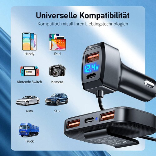 Auto Adapter USB Zigarettenanzünder Mehrfachstecker Verteiler KFZ 5er Steckdose- - Bild 5 von 12