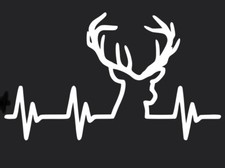 Hunting Life Heartbeat Deer 8x 4.75 Vinyl Decal Sticker - Whiteother Colors