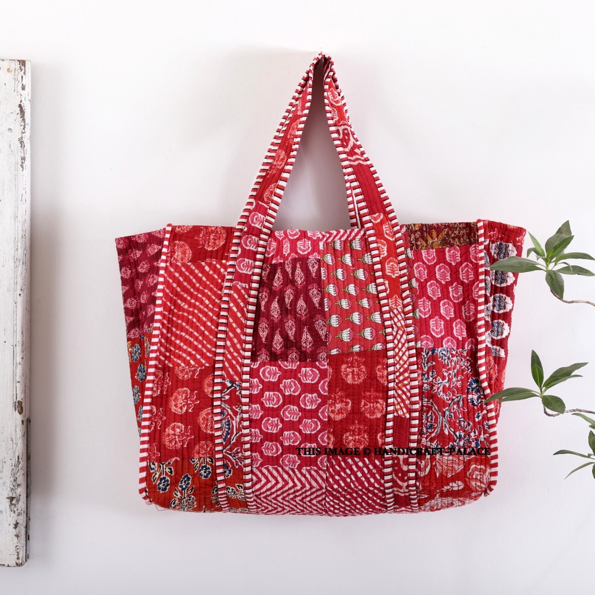 Quilted Cotton Floral Patchwork Reversible Large Tote Bag