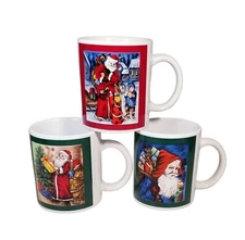 NEW Vintage Santa Mug Set of 3 Artmark Chicago Holidays Holidays Christmas Tree
