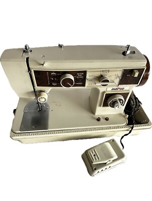Morse 5400 Zig Zag Sewing Machine Japan Vintage W/Case+Pedal READ