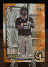 2022 Bowman Draft Jakob Marsee Orange Paper 1st Prospect Rookie RC /25