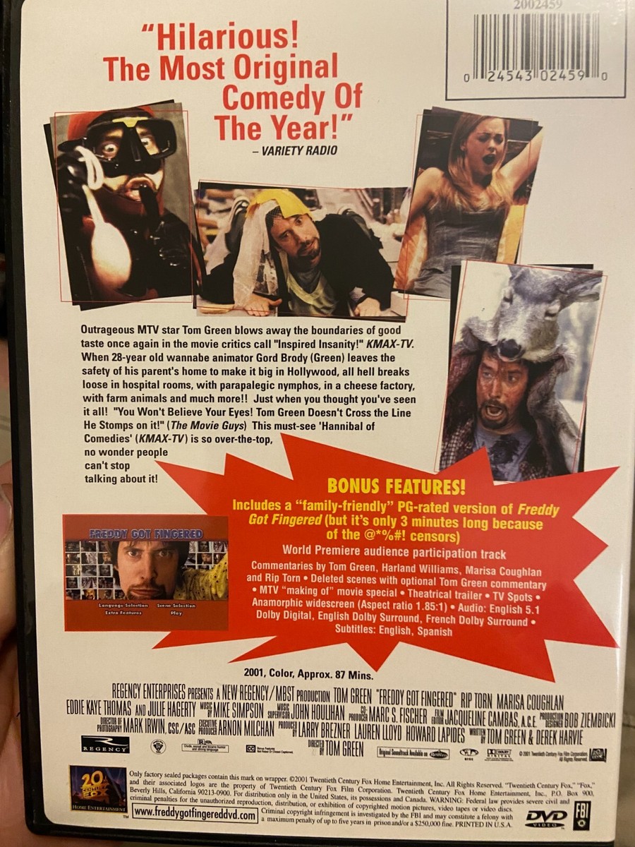 Freddy Got Fingered region 1 US release DVD (2001 Tom Green comedy