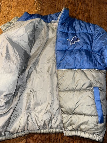 Vtg Y2K Detroit Lions Reebok Puffer Coat Jacket Kids Large 90s Embroidered NFL - Picture 11 of 21