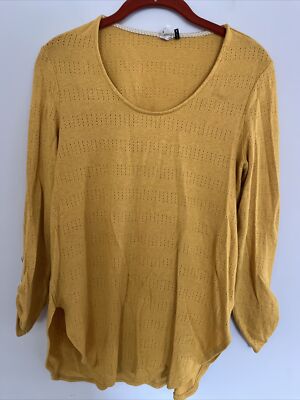 Akemi + Kin Anthropologie Tunic Size Xs yellow Textured T Shirt 3/4 Sleeve Top