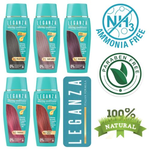 Leganza Hair Conditioner Coloring Full Range Colour Organic Natural Dye 150ml - Afbeelding 1 van 28