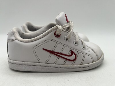 Nike Turnschuhe Schuhe Säugling Größe 7 weiß Leder Kleinkind rot Zecke Spielen Kinderzimmer