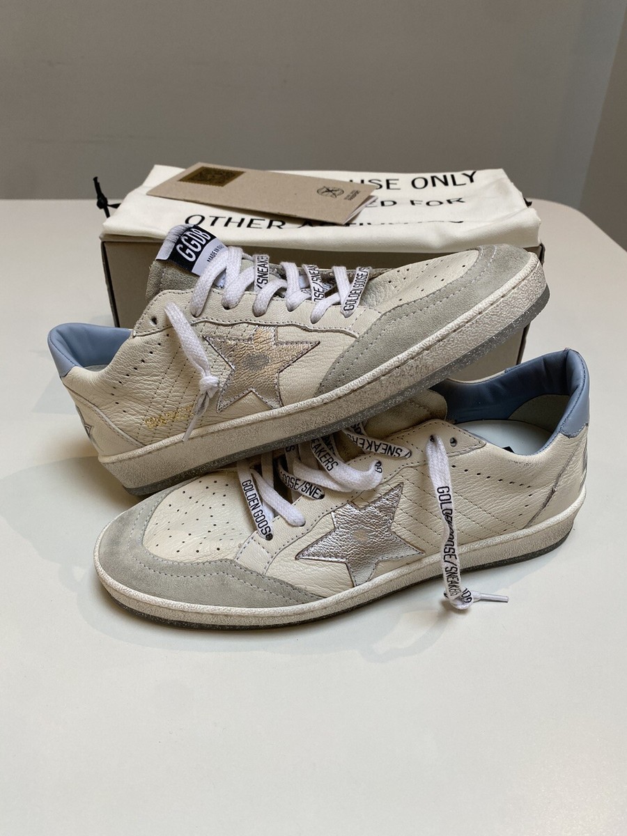スニーカー Golden  Ball-Star' White Leather Sneakers With Silver Golden Goose | Ball Star Sneaker Viper Print Star Signature