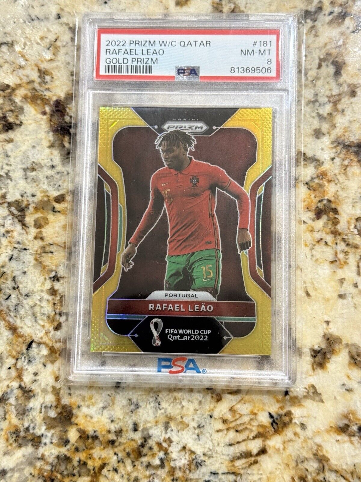 2022 Prizm World Cup Rafael Leao Rookie Gold Prizm 10/10 Psa 8 Top Grade 1/1
