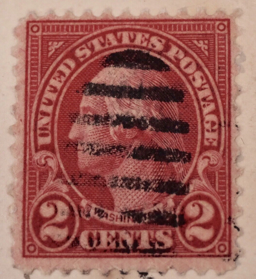US Otego NY 1927 George Washington Red 2 Cent Stamp Yonkers Otego On Rppc Cancel - Image 3 of 4