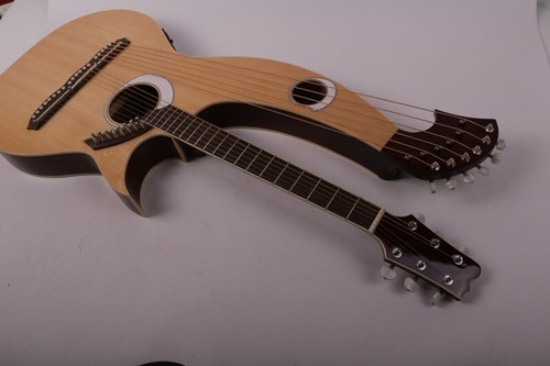 Double Neck Harps 12+8 string Electric Acoustic Harp Guitar with EQ and Bag - Picture 10 of 16