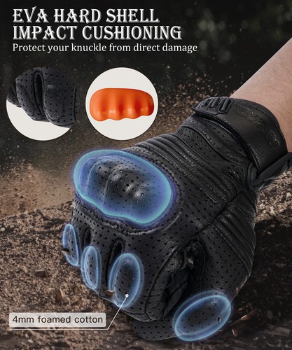 Mens Motorcycle Gloves Goat Leather Motorbike Touring Glove Touchscreen Breathe - Picture 5 of 18