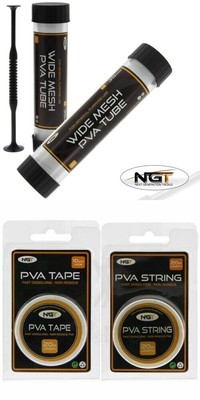 NGT PVA Wide Mesh 7 Metres Stocking & Plunger Tube 35mm + pva tape string 
