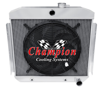 Atom Champion 4 Row Radiator,16'' Fan for 1955 1956 Chevrolet Bel Air 6 Cyl Mount